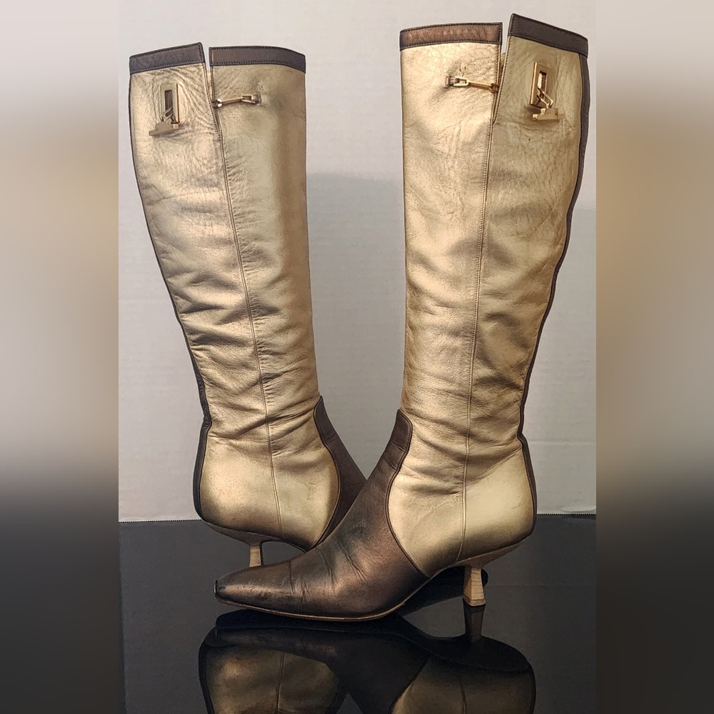 Gucci Tom Ford FW 2000 Knee High Golden Boots. Vintage.